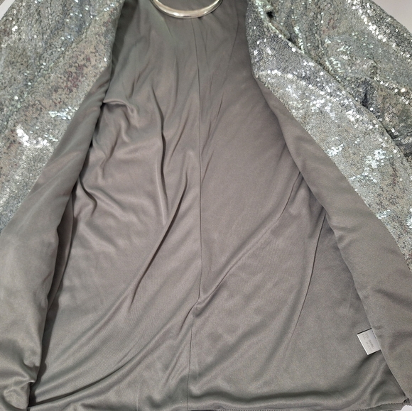 Anna Kaci Silver Sequin Sparkle Shiny Blazer - Picture 4 of 16